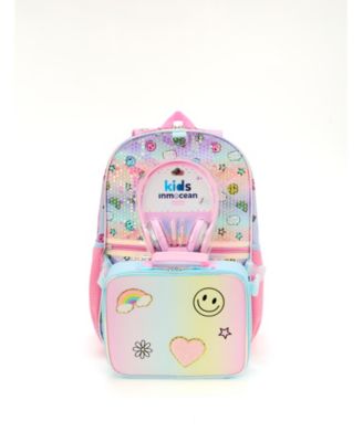Girl's Ombre Emoji Backpack Headphone Lunch Set