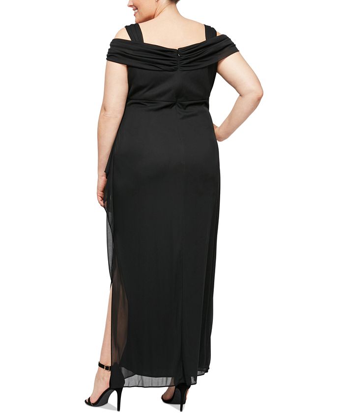 alex evenings cold shoulder popover dress Alex Evenings Women's Cold Shoulder Popover Dress Size 8 Blue 2588