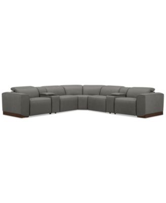 Lovro 7-Pc. Leather Sectional with 3 Power Motion Chairs & 2 Consoles, Created for Macy's