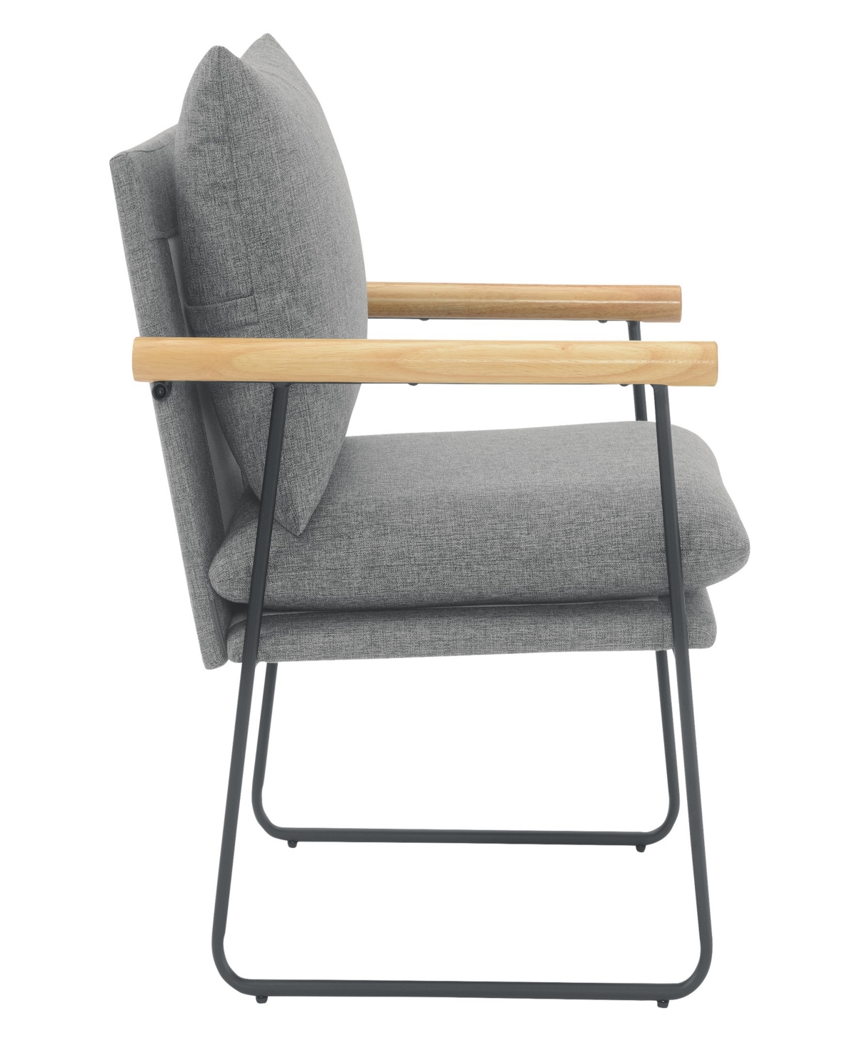 Shop Osp Home Furnishings Office Star Dutton Armchair In Charcoal Fabric With Natural Arms And Black Sled Base