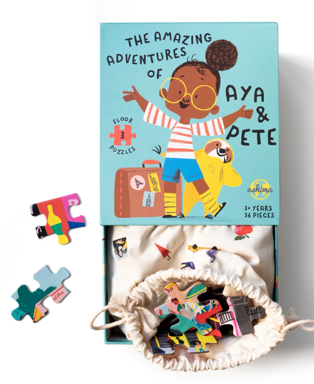Aya And Pete 3-city Jigsaw Puzzle Set In No Color