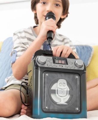 Groove Mini, Portable Karaoke Machine with Wired Mic, Bluetooth, LED Lights, black