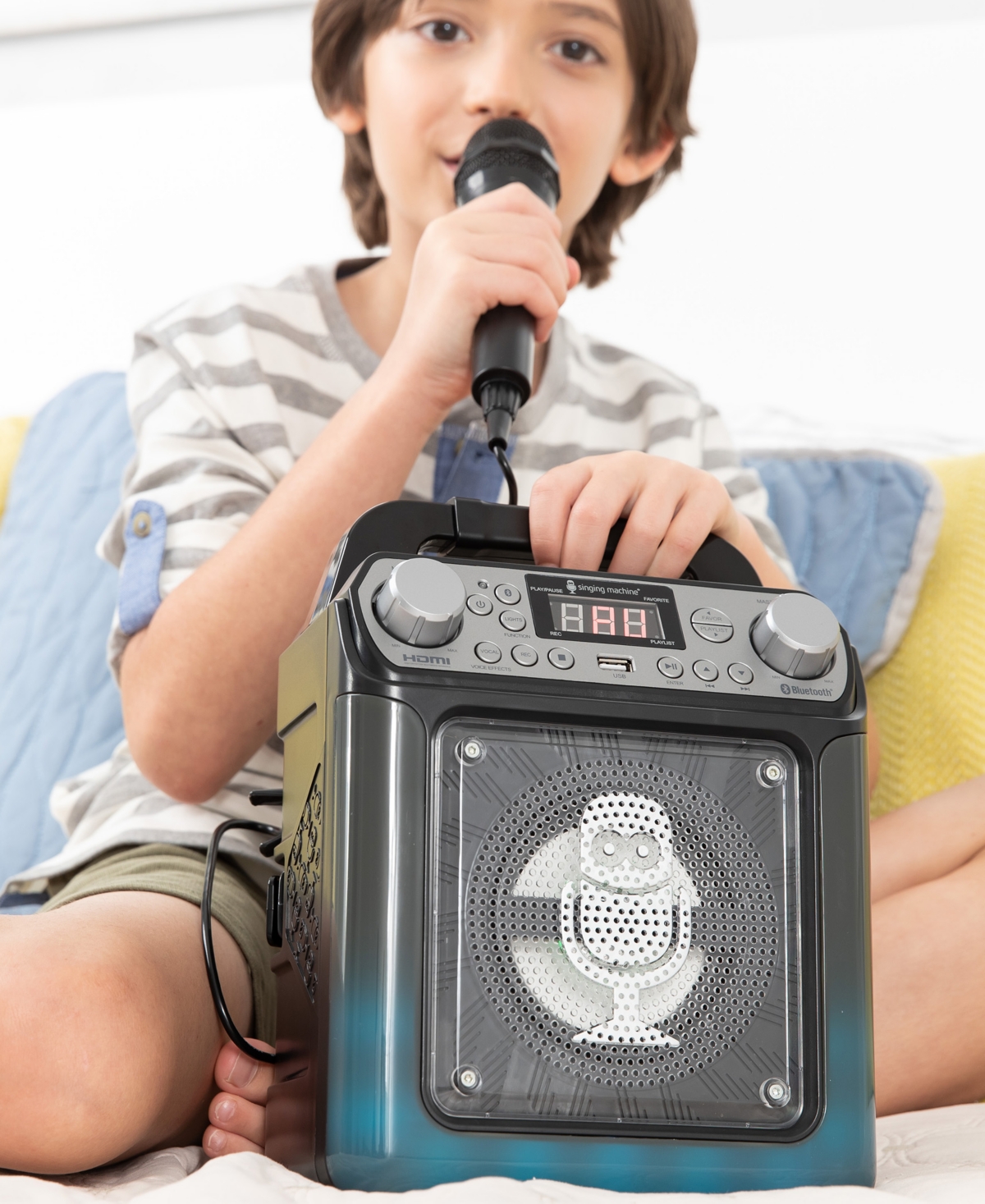 Singing Machine , Groove Mini, Portable Karaoke Machine With Wired Mic, Bluetooth, Led Lights, Black In Black