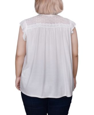 Plus Size Short Flutter Sleeve Crepon Blouse