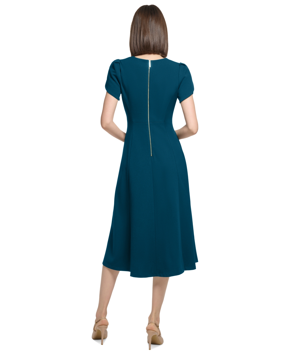 Calvin Klein Women's Jewel-Neck Tulip-Sleeve Dress