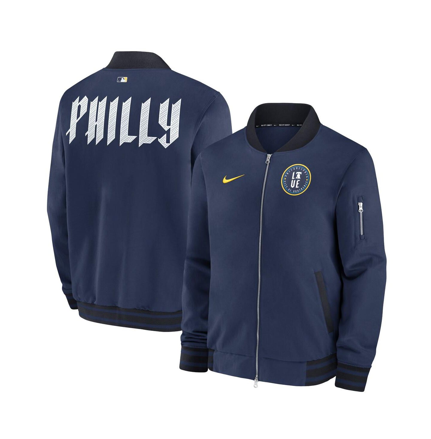 Мужская куртка Nike Navy Philadelphia Phillies 2024 City Connect Authentic Collection Game Time Full-Zip Bomber — фото 1