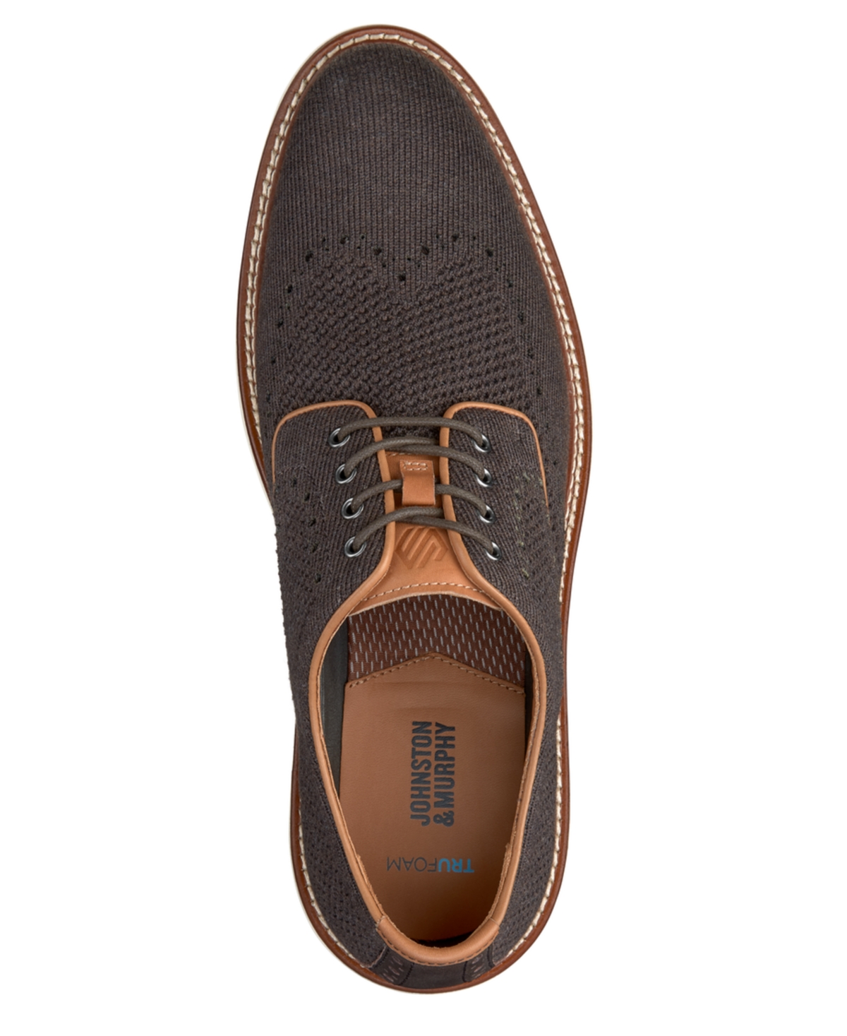 Shop Johnston & Murphy Men's Upton Knit Wingtip Dress Casual Lace Up Sneakers In Brown