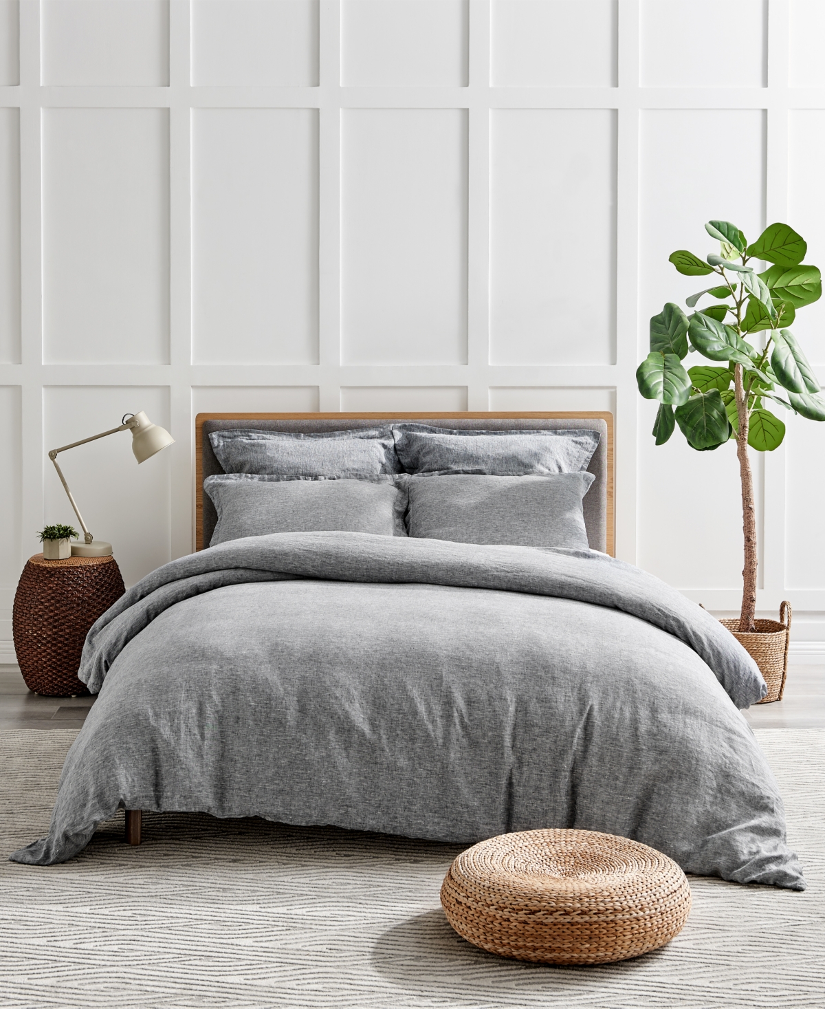 Levtex Washed Linen Solid Duvet Cover, Twin/twin Xl In Grey