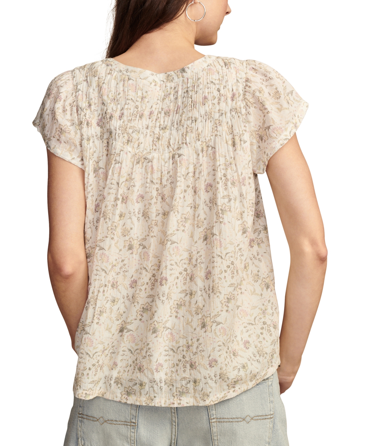 Lucky Brand Women's Printed Smocked Top