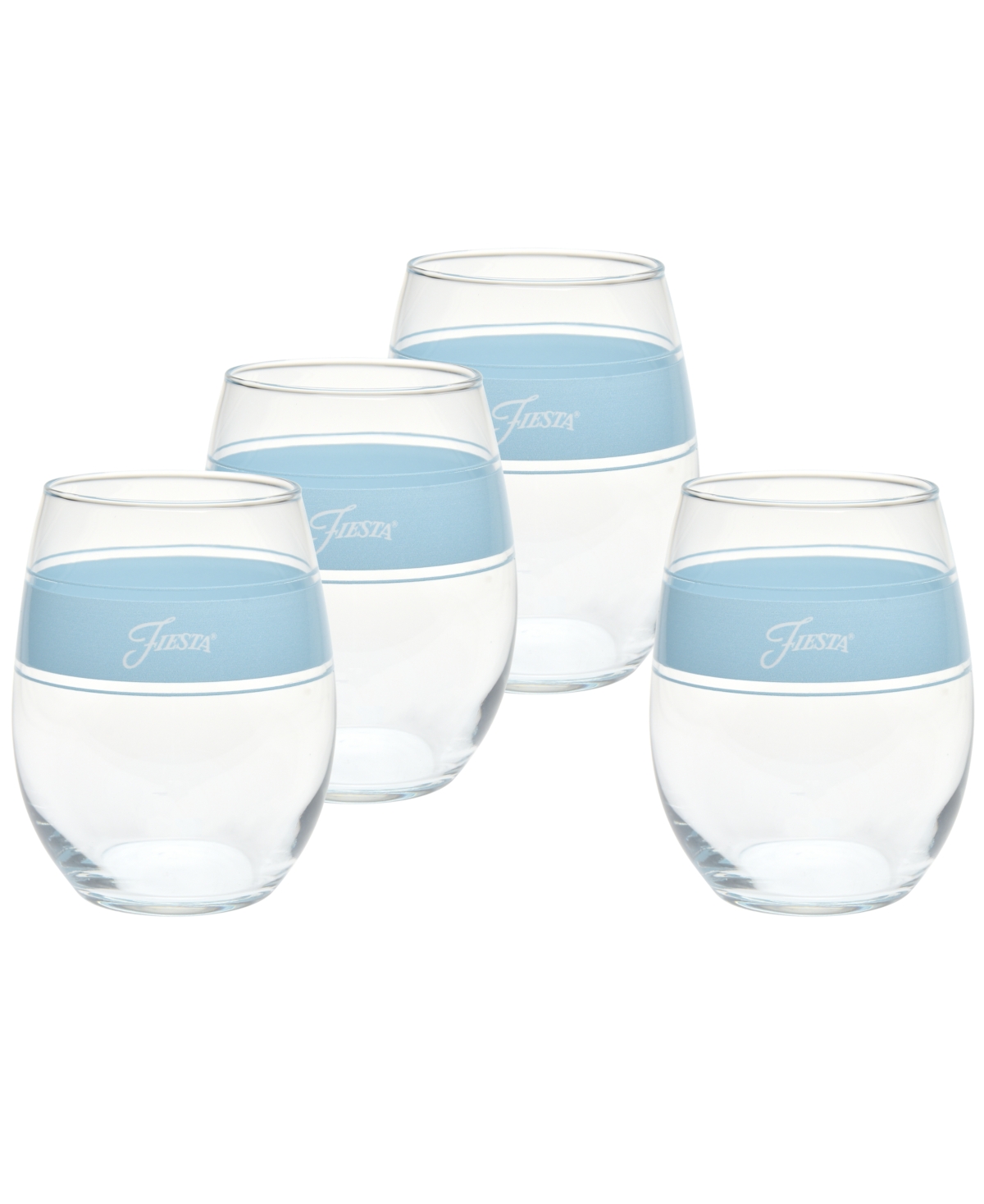 Fiesta Sky Frame 15-ounce Stemless Wine Glass Set Of 4 In Gold