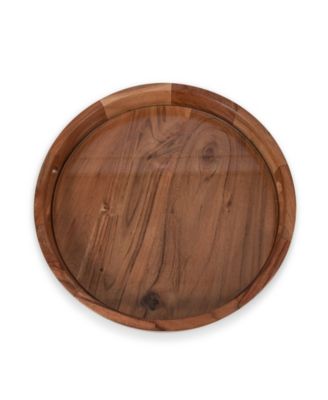 Barista Acacia Wood Glass Serving Tray