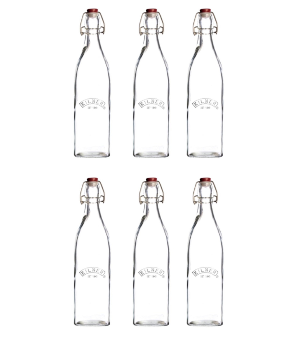 Shop Kilner Set Of 6 Square Clip Top Bottles In Clear