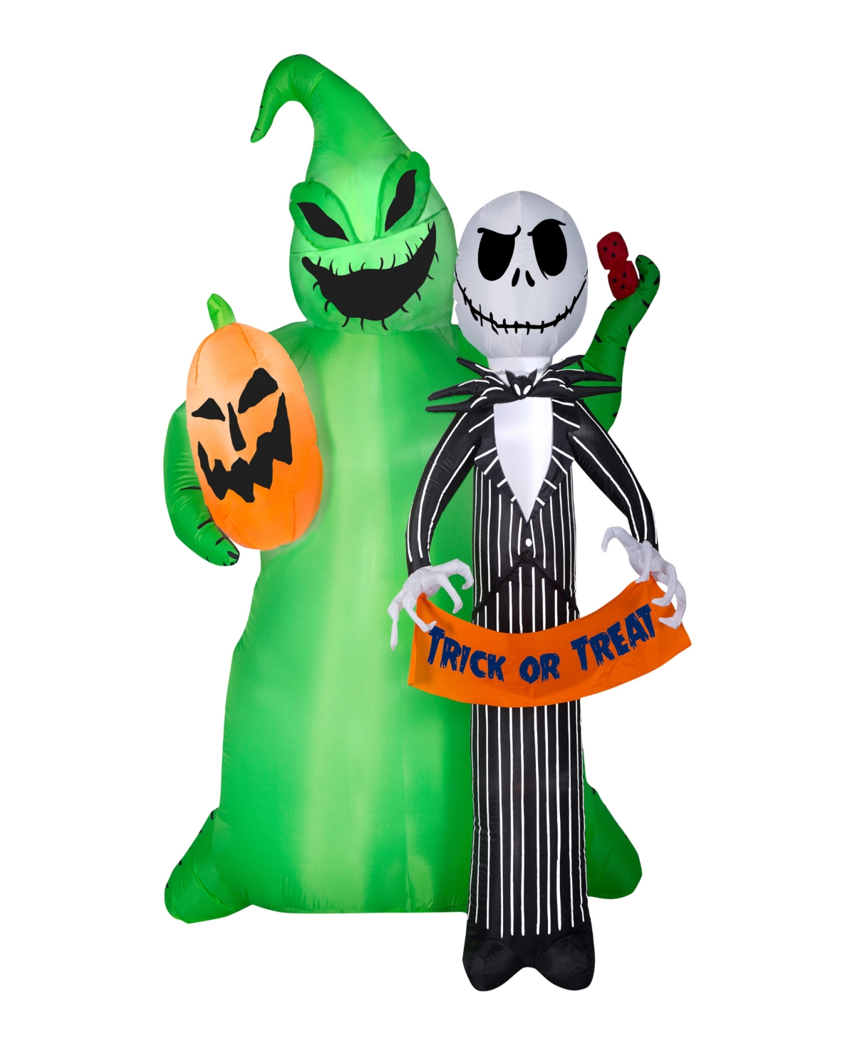 78" Inflatable Decoration, Green, Jack Skellington and Oogie Boogie, Self Inflating, Plug In, Halloween Collection - Green