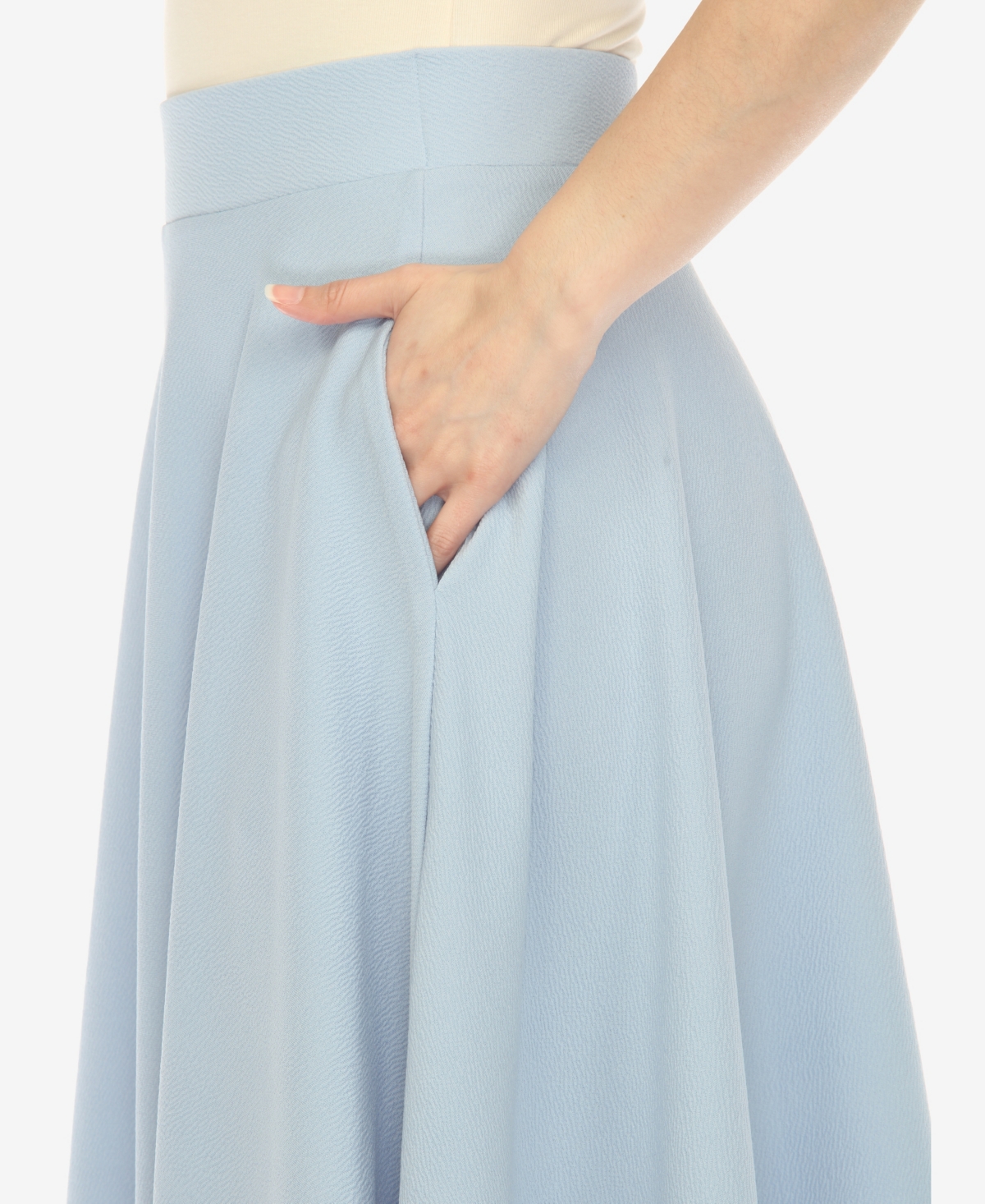 White Mark Women's Flared Skirt With Pockets In Baby Blue