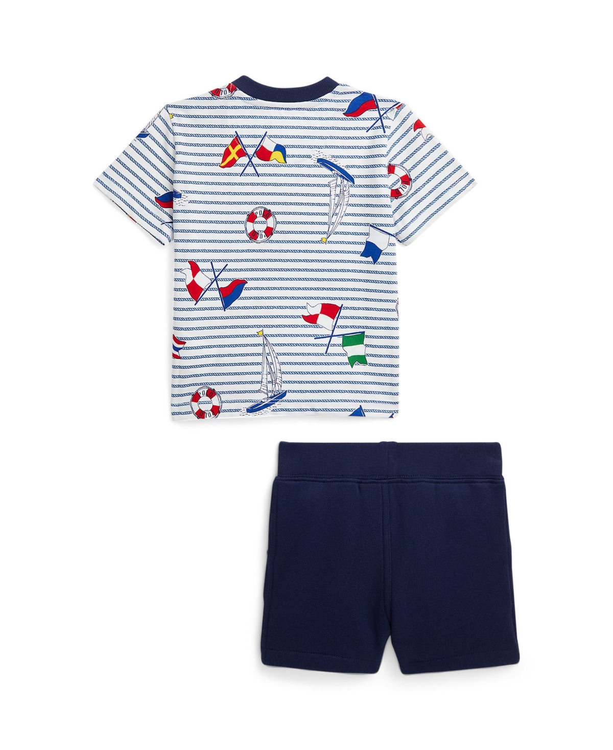 Polo Ralph Lauren Baby Boys Flag Print Jersey Tee and Fleece Short Set