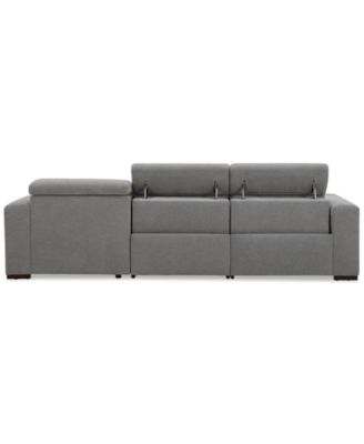 Nevio 3-Pc. Fabric Power Headrest Sectional and Chaise with 2 Power Motion Chairs