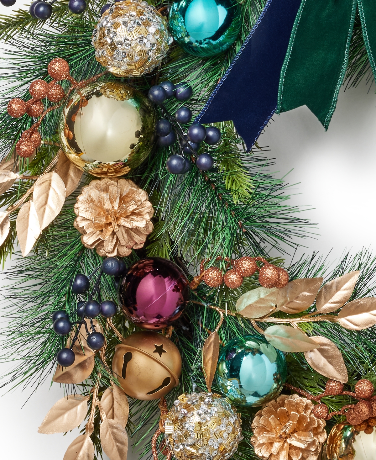 Holiday Lane Jewel Tones Green, Purple and Blue with Pinecones and Berries, Created for Macy's