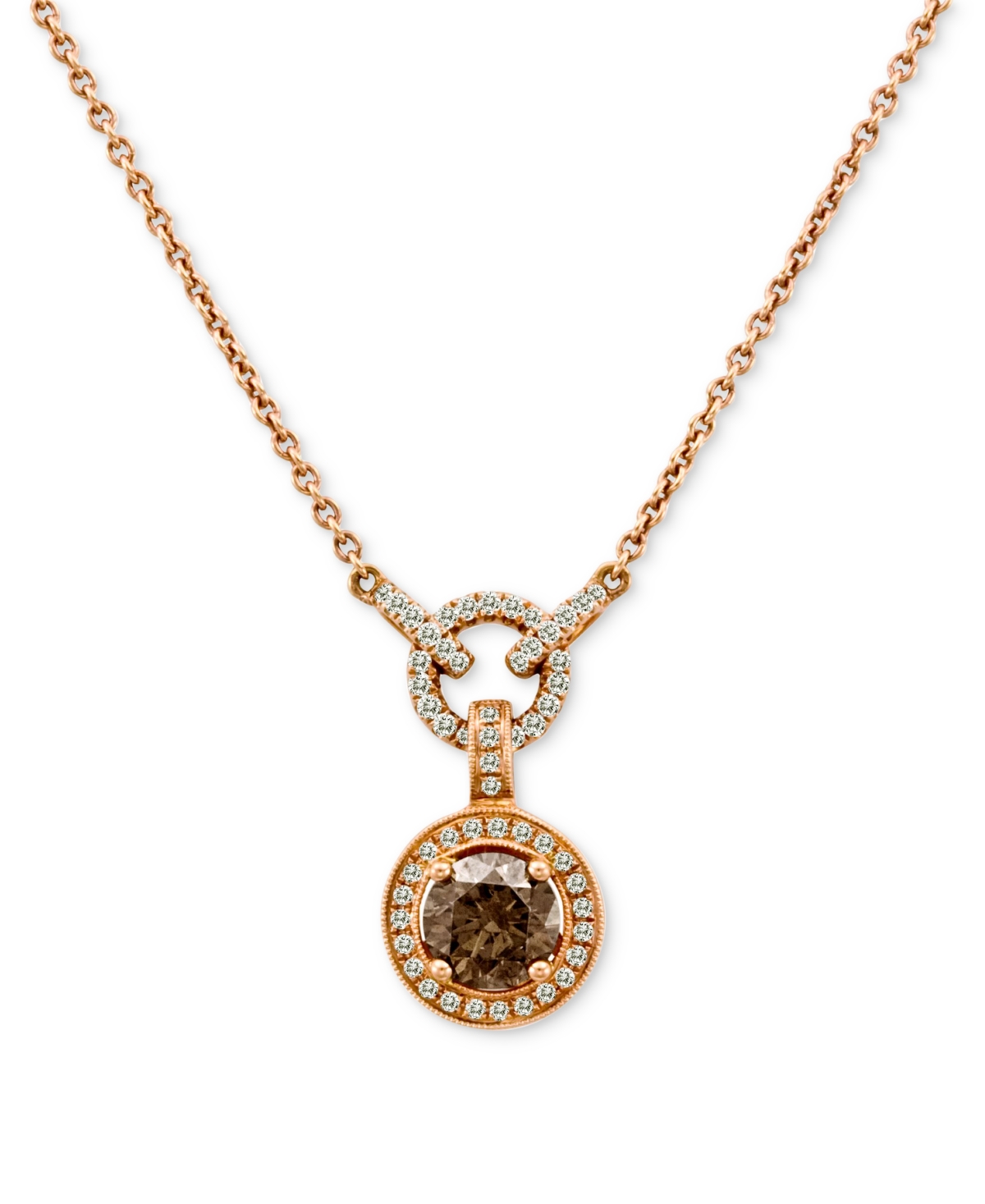 Chocolate Diamond & Vanilla Diamond Halo 18" Pendant Necklace (1-1/4 ct. t.w.) in 18k Rose Gold