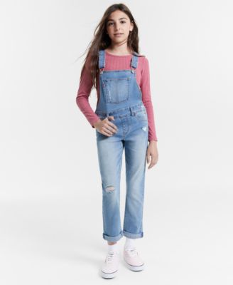 Levi's Big Girls Adjustable Waistband Girlfriend Denim Overalls - Macy's