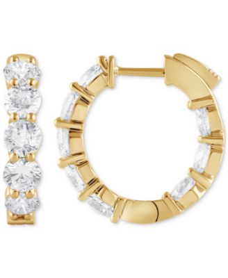 Lab Grown Diamond In & Out Hoop Earrings (5 ct. t.w.) in 14k White, Yellow or Rose Gold