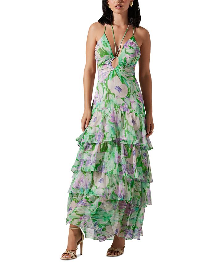 ASTR the Label Women's Aneira Tiered Floral Maxi Dress - Macy's