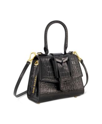 Crocodile Leather Buckle Detail Mini Handbag
