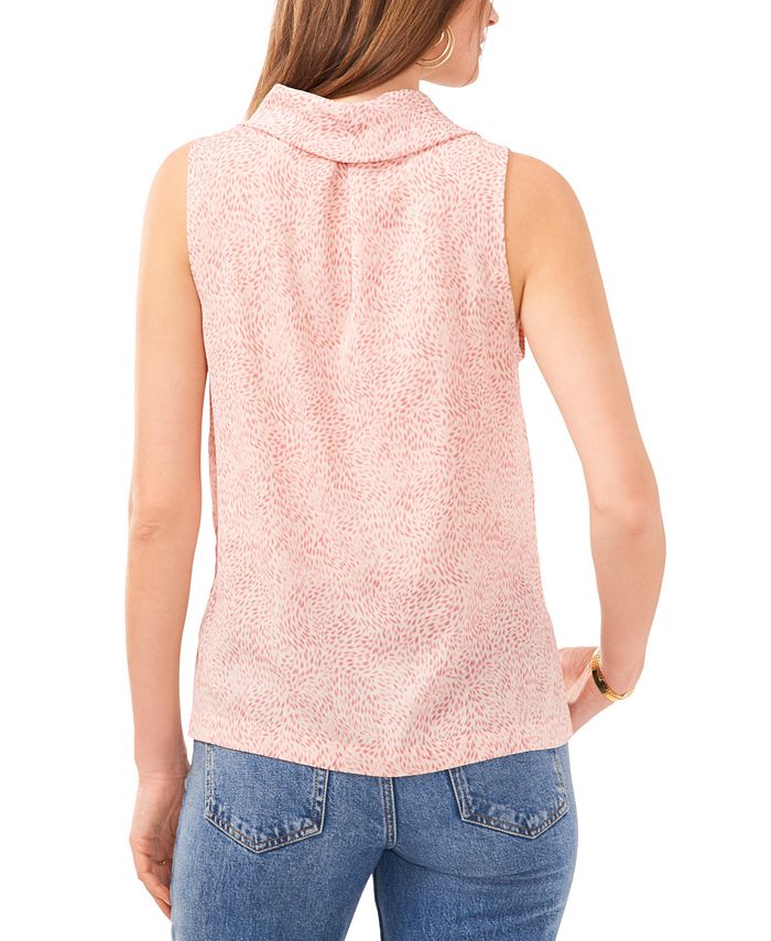 Vince Camuto Women's Printed Sleeveless V Neck Above the Knee Fit Flare Party Dress Pink Size 8 Petite