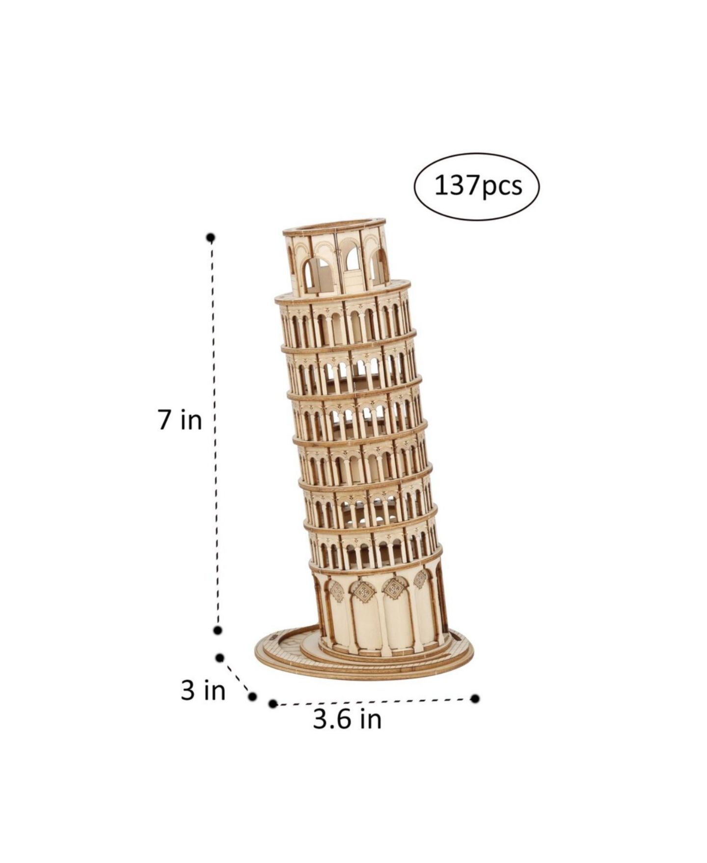 Детский пазл Flash Popup Leaning Tower Of Pisa 137-Piece 3D Wood Laser-Cut Puzzle, Ages 8+, цвет: Open Miscellaneous — фото 3