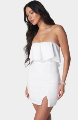 Women's Strapless Flounce Mini Dress