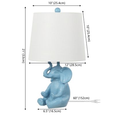 Kairi 21" Modern Shabby Chic Resin/Iron Happy Elephant LED Kids' Table Lamp with Phone Stand, White