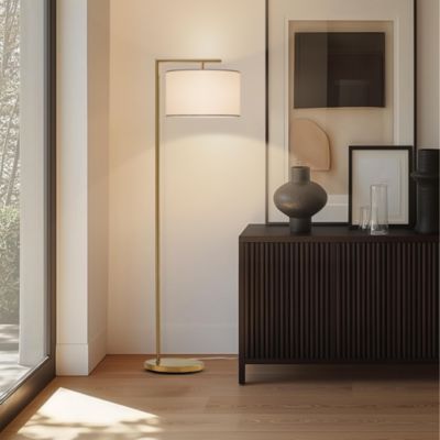 Montage Modern 60" LED Arc Floor Lamp with Fabric Drum Shade