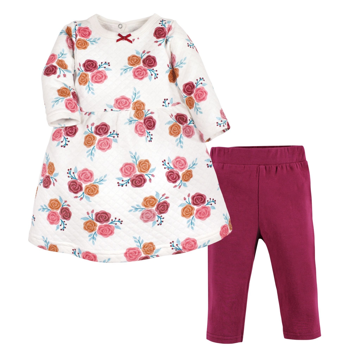 Hudson Baby Girls Quilted Cotton Long-Sleeve Dress and Leggings 2pc Set, Enchanted Forest
