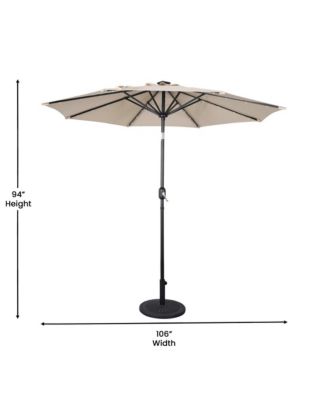 Kinsley 9 Ft Solar Patio Umbrella With Led Lights, Crank Handle And Push Button Tilt