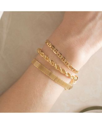 Sterling Silver 18k Gold Plated Mash Chain Adjustable Bracelet
