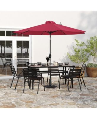 Kinsley 9 Ft Solar Patio Umbrella with LED Lights, Crank Handle & Push Button Tilt