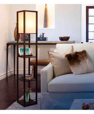 Maxwell LED Shelf Floor Lamp with USB Port, Outlet and Wireless Charging Pad (63"), Bulb Included