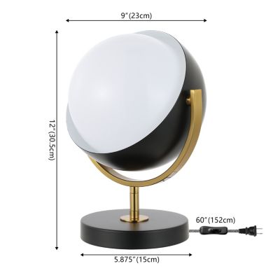 Orion 12" Vintage Classic Metal/Acrylic Adjustable Orb LED Floor Spotlight, Black/Brass Gold