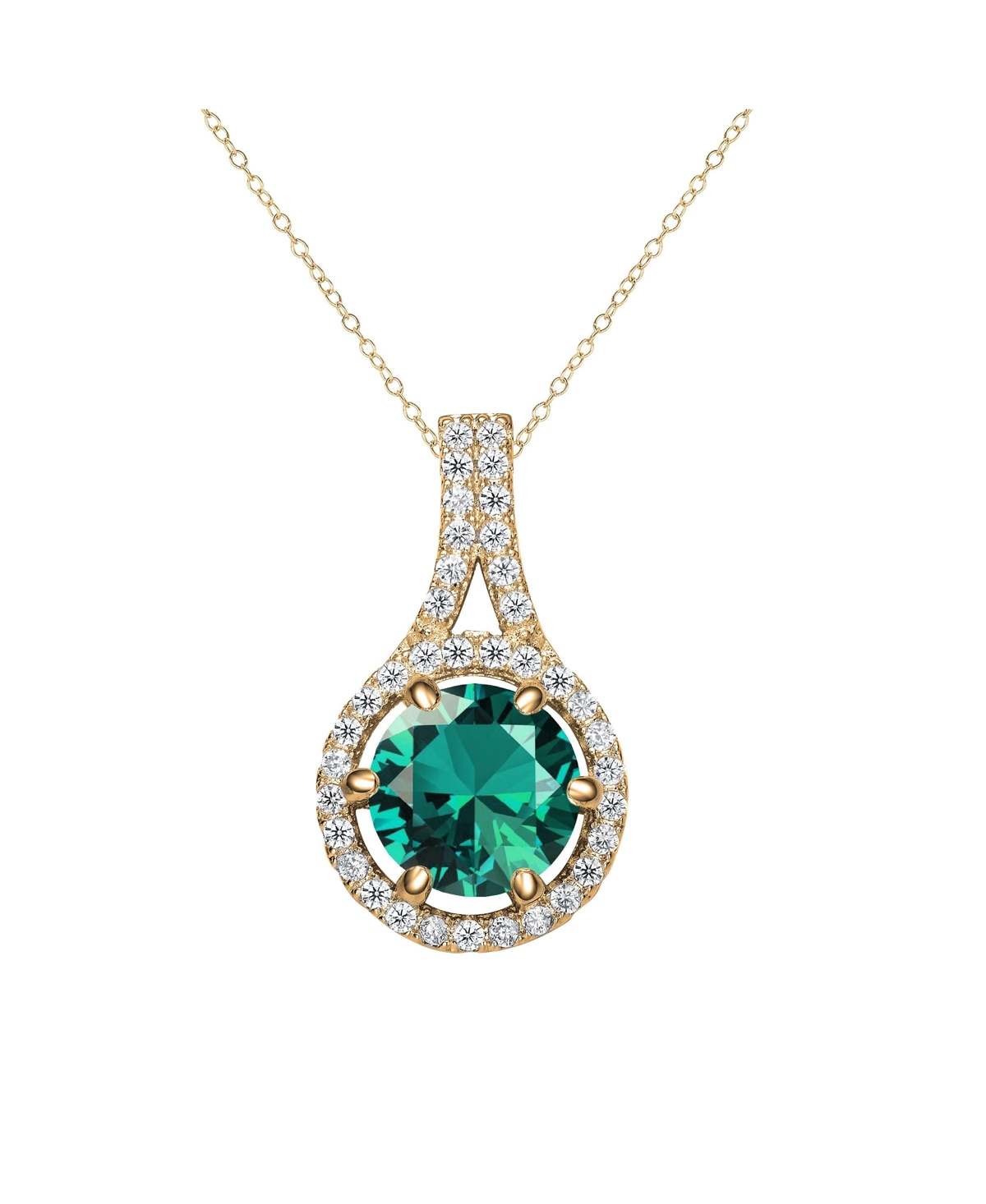 Unique Colored Cubic Zirconia Drop Pendant Necklace - Green