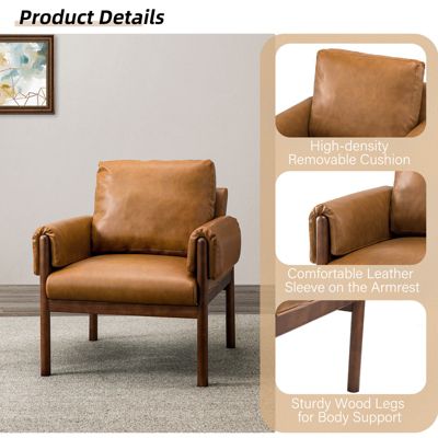 Bottorf Transitional Accent Chair with Arms and Solid Wood Legs