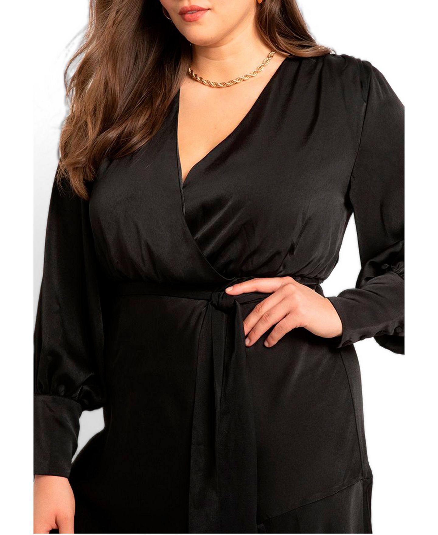 Женское платье ELOQUII Satin Maxi, цвет: Чёрный оникс — фото 2