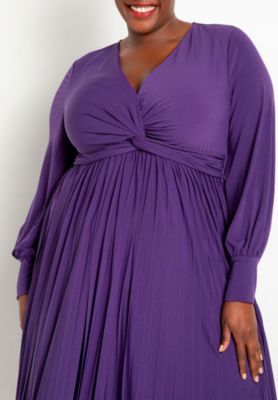 Plus Size Knot Front Pleated Skirt Dress