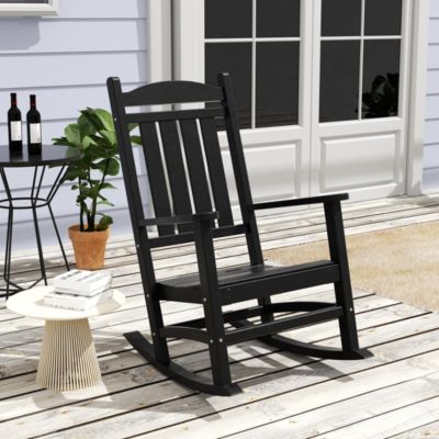 3 Piece Outdoor Porch Rocking Chairs with Round Side Table Set