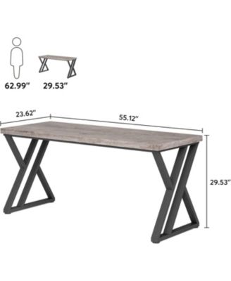 Writing Computer Desk, 55 inch Heavy Duty Study Desk with Z-Shaped Metal Leg, Modern Simple Home Office Computer Desk