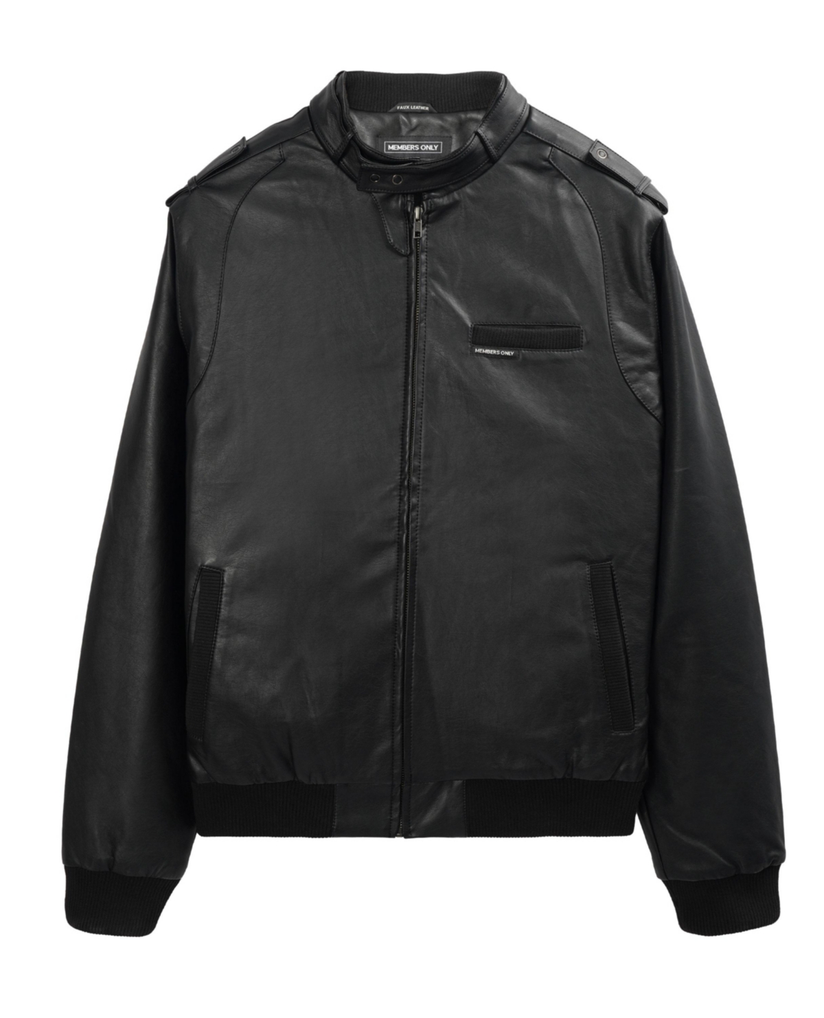 Members Only Men's Faux Leather Iconic Racer Jacket