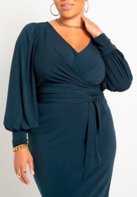 Women's Plus Size Cross Front Midi Dress