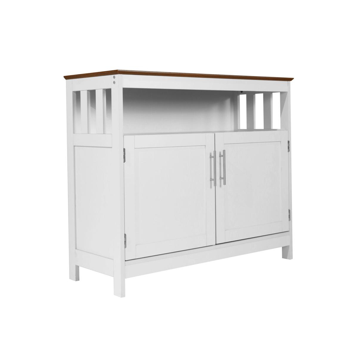 Merrick Lane Tanner Buffet And Sideboard With Storage Cabinet And Upper Shelf -white frame