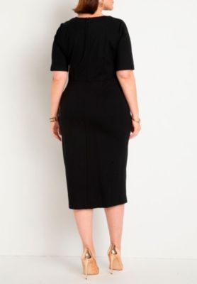Women's Plus Size Button Front Workwear Dress