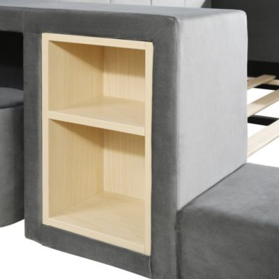 Upholstered Mother & Child Bed Set with Desk & Stool