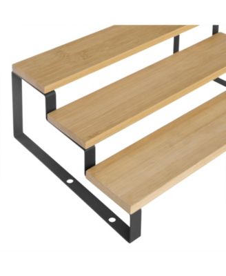 Set of 2 Wicker Spice Racks, 3-Tier Stackable and Expandable Cabinet Organizers