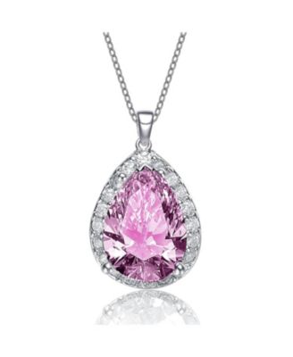Unique Pear-shaped Pendant Necklace with Colored Cubic Zirconia